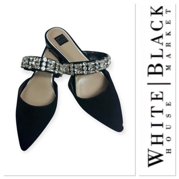 White House Black Market Shoes - White House Black Market jeweled suede slip on mules size 7